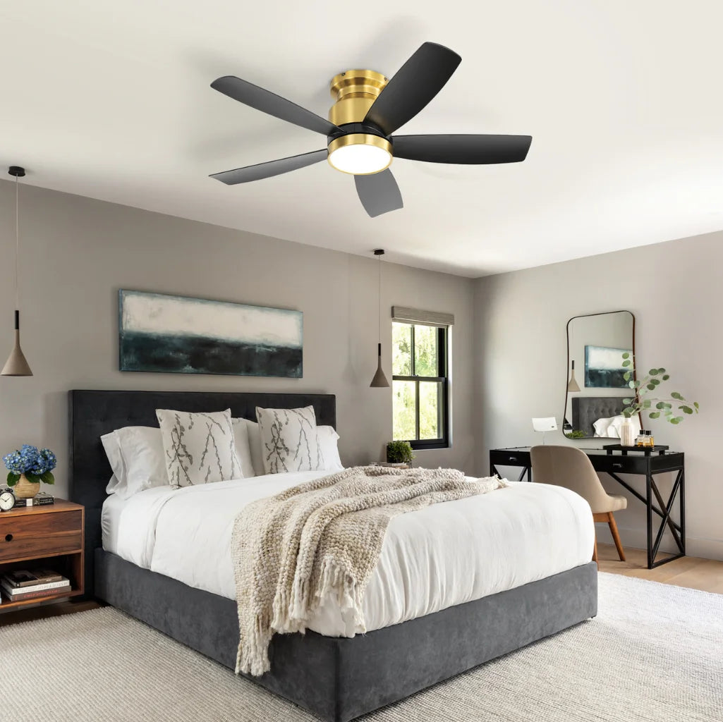 Alto 42 Inch Flush Mount Ceiling Fan Chandelier motor housing and canopy detail