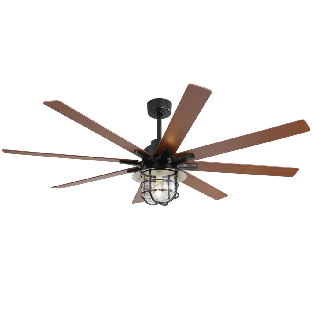 Titan 66 Inch Modern 8-Blade Ceiling Fan Chandelier front view on white background