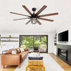 Titan 66 Inch Modern 8-Blade Ceiling Fan Chandelier in modern living room setting