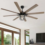 Titan 66 Inch Modern 8-Blade Ceiling Fan Chandelier in spacious dining room interior