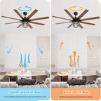 Titan 66 Inch Modern 8-Blade Ceiling Fan Chandelier blade detail — modern finish close-up