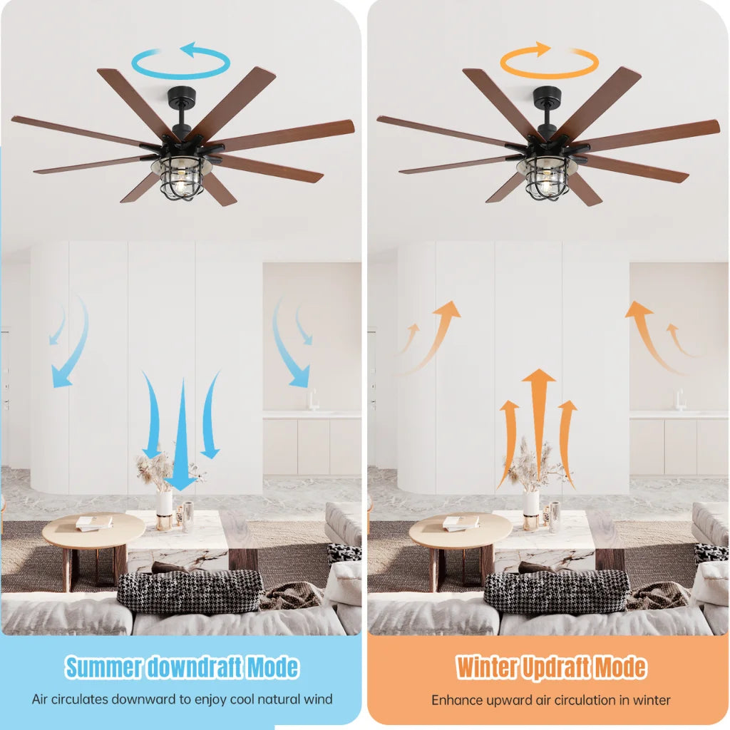 Titan 66 Inch Modern 8-Blade Ceiling Fan Chandelier blade detail — modern finish close-up