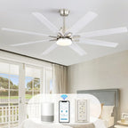 Alloy 66 Inch Modern 8-Blade Ceiling Fan Chandelier in master bedroom installation