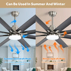 Alloy 66 Inch Modern 8-Blade Ceiling Fan Chandelier size dimensions and specifications