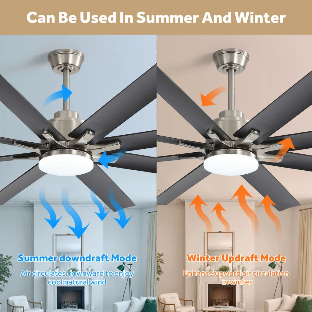 Alloy 66 Inch Modern 8-Blade Ceiling Fan Chandelier size dimensions and specifications