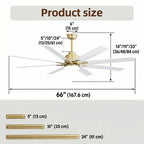 Alloy 66 Inch Modern 8-Blade Ceiling Fan Chandelier three-quarter view on white background