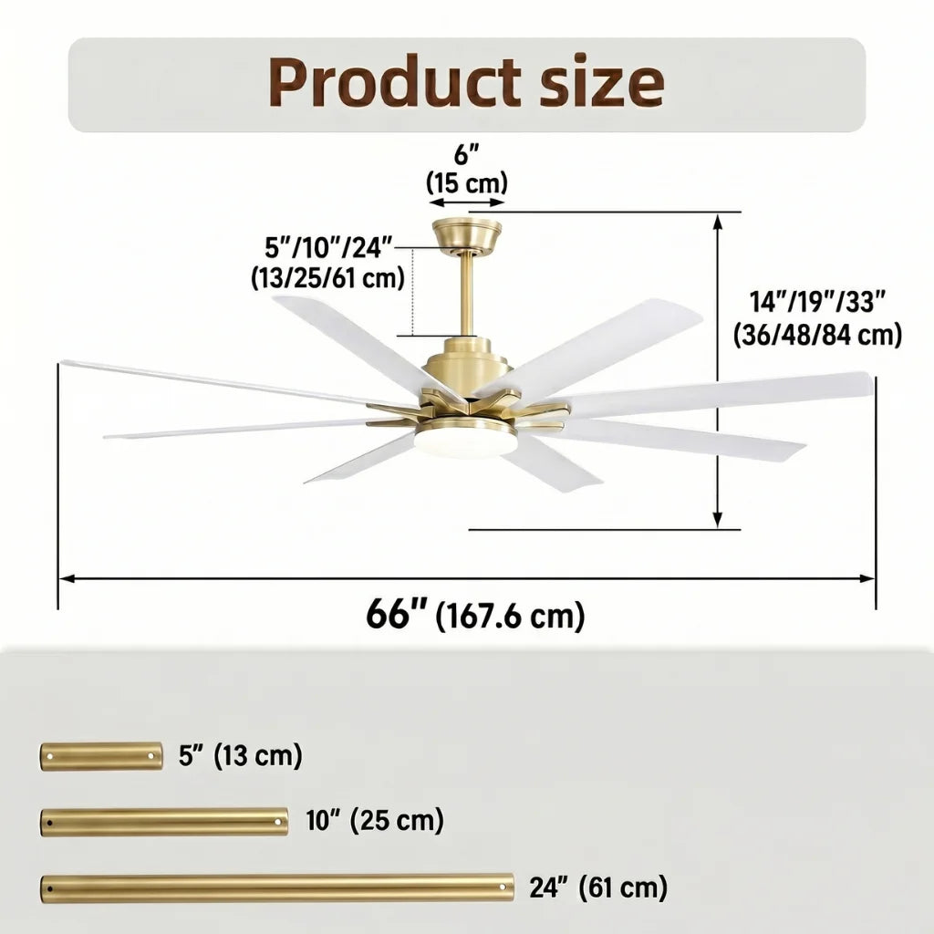 Alloy 66 Inch Modern 8-Blade Ceiling Fan Chandelier three-quarter view on white background