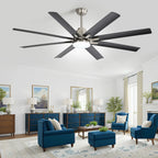 Alloy 66 Inch Modern 8-Blade Ceiling Fan Chandelier LED light panel detail — flush mount close-up
