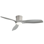 Glide 52 Inch Flush Mount Ceiling Fan Chandelier Brushed Nickel front view on white background