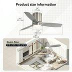 Glide 52 Inch Flush Mount Ceiling Fan Chandelier with dimmable LED on — front angle close-up