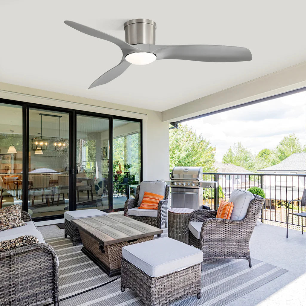 Glide 52 Inch Flush Mount Ceiling Fan Chandelier side profile showing flush mount design
