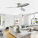 Glide 52 Inch Flush Mount Ceiling Fan Chandelier in modern living room interior setting