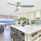 Glide 52 Inch Flush Mount Ceiling Fan Chandelier brushed nickel finish and blade detail