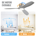 Glide 52 Inch Flush Mount Ceiling Fan Chandelier remote control and dimmable features