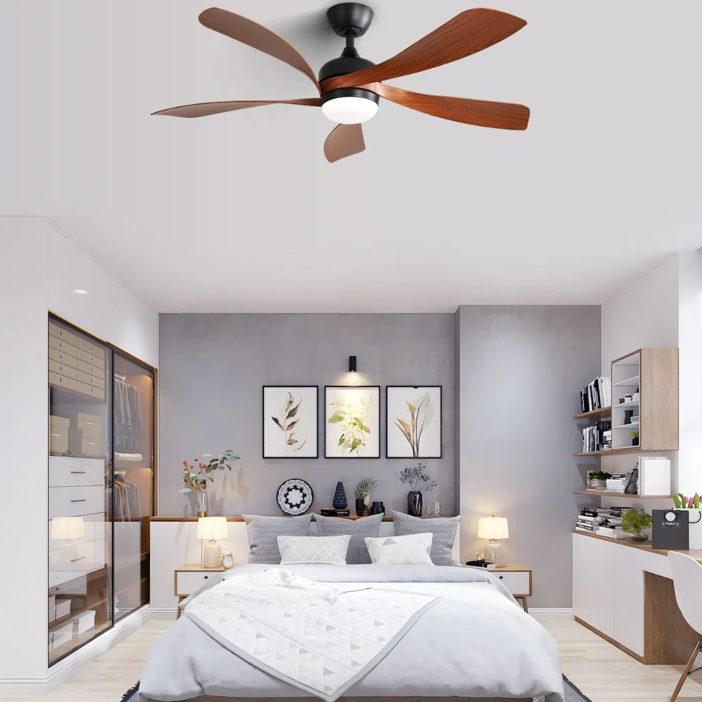 Lanai 52 Inch 5-Blade Ceiling Fan Chandelier remote control and 3-color dimming features