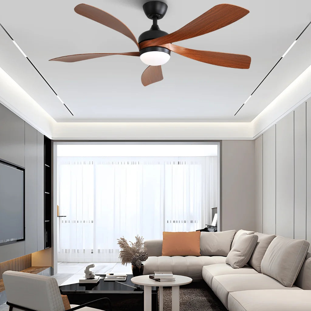 Lanai 52 Inch 5-Blade Ceiling Fan Chandelier blade detail — black finish close-up
