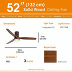 Arbor 52 Inch Flush Mount Ceiling Fan Chandelier with LED light on — front angle close-up