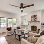 Arbor 52 Inch Flush Mount Ceiling Fan Chandelier side profile showing solid wood blades
