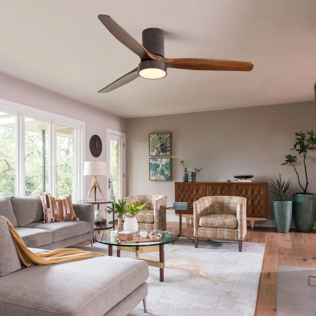 Arbor 52 Inch Flush Mount Ceiling Fan Chandelier in modern living room interior setting