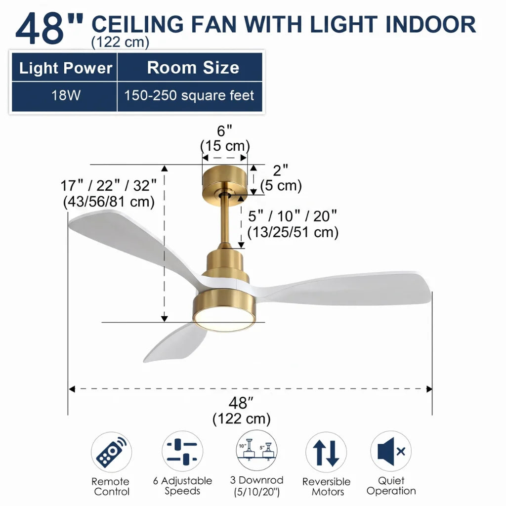 Alba 48 Inch 3-Blade Wood Ceiling Fan Chandelier three-quarter angle on white background
