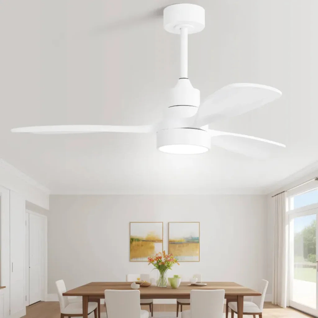 Alba 48 Inch 3-Blade Wood Ceiling Fan Chandelier wood blade detail — natural grain texture