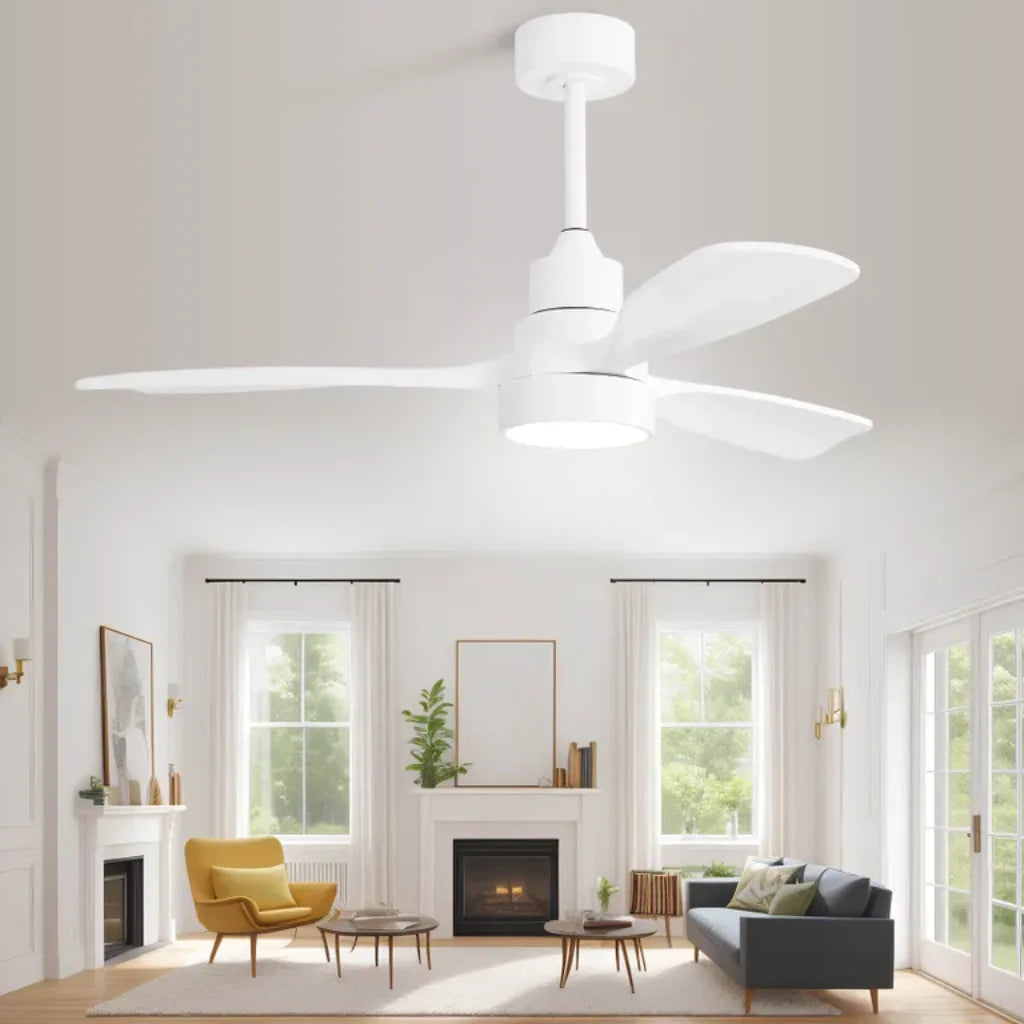 Alba 48 Inch 3-Blade Wood Ceiling Fan Chandelier LED light panel close-up detail