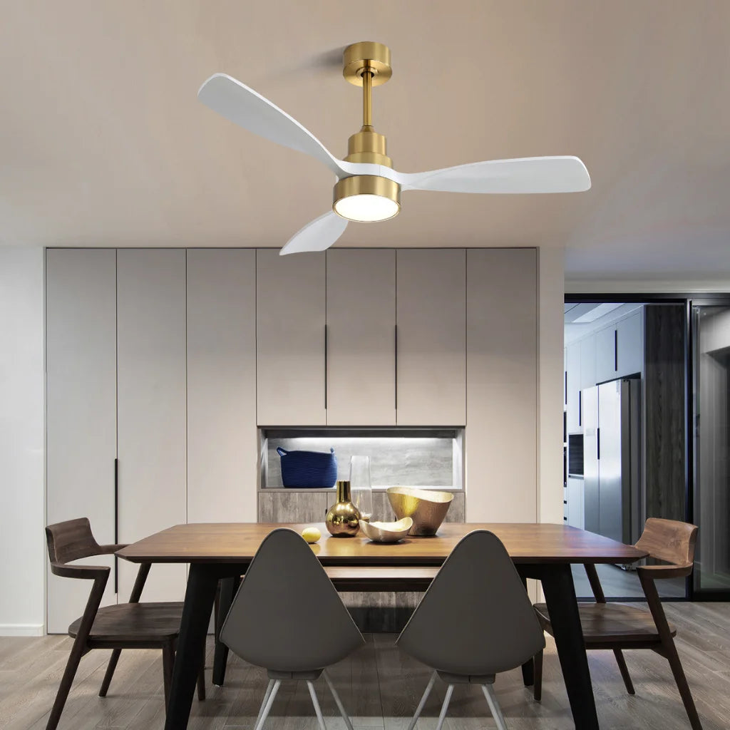 Alba 48 Inch 3-Blade Wood Ceiling Fan Chandelier in bedroom interior installation