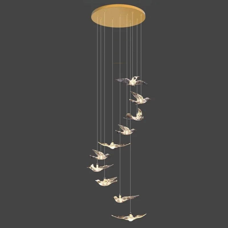 10 lights birds design large staircase chandelier