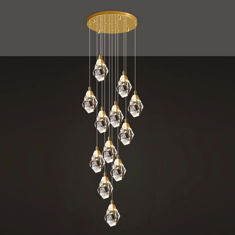 12 lights diamond crystal chandelier for staircase