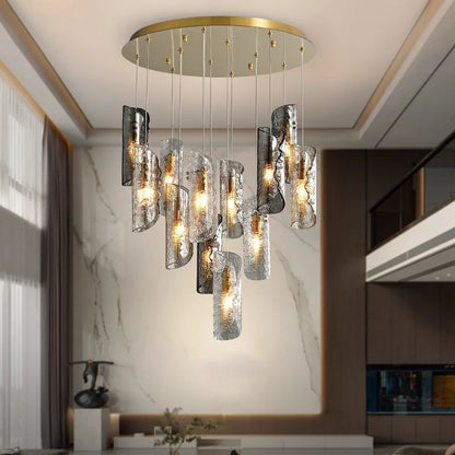 12 lights glass staircase chandeliers