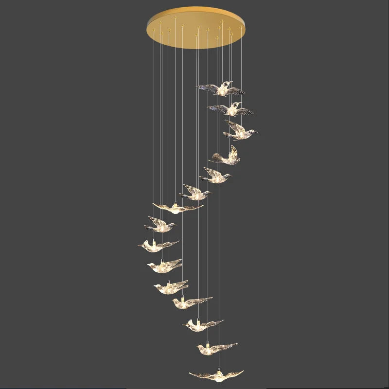 15 lights birds design large staircase chandelier