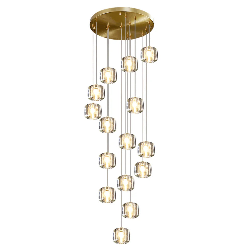 15 lights gold crystal chandelier for staircase