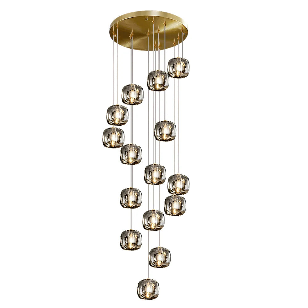 15 lights smokr gray crystal chandelier for staircase