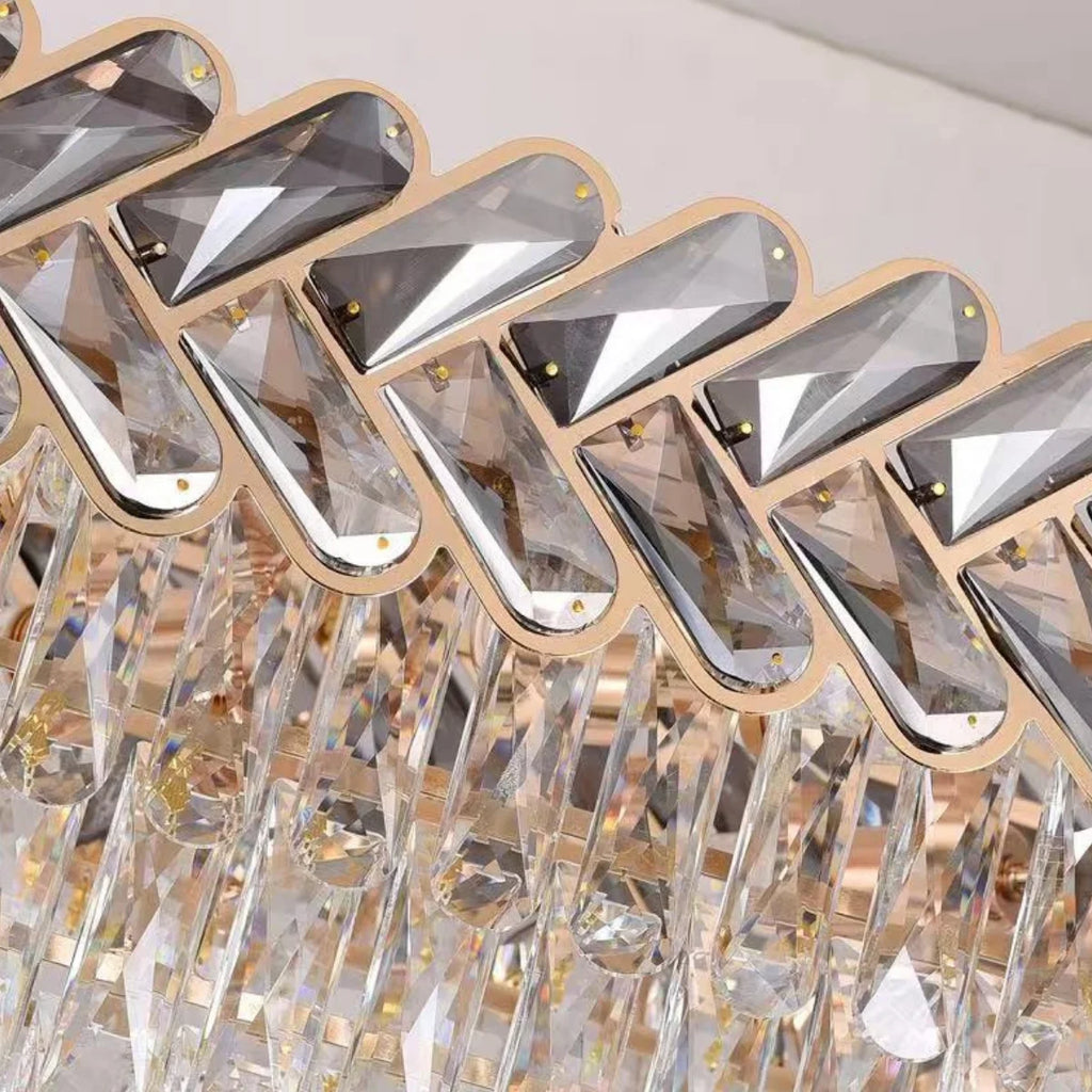 Solis Modern Gold Smoky Gray Crystal Pendant Light for Dining Room & Kitchen