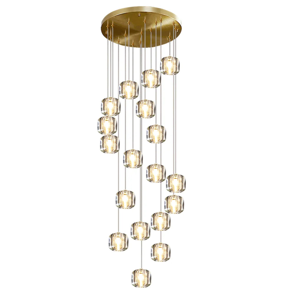 18 lights gold crystal chandelier for staircase