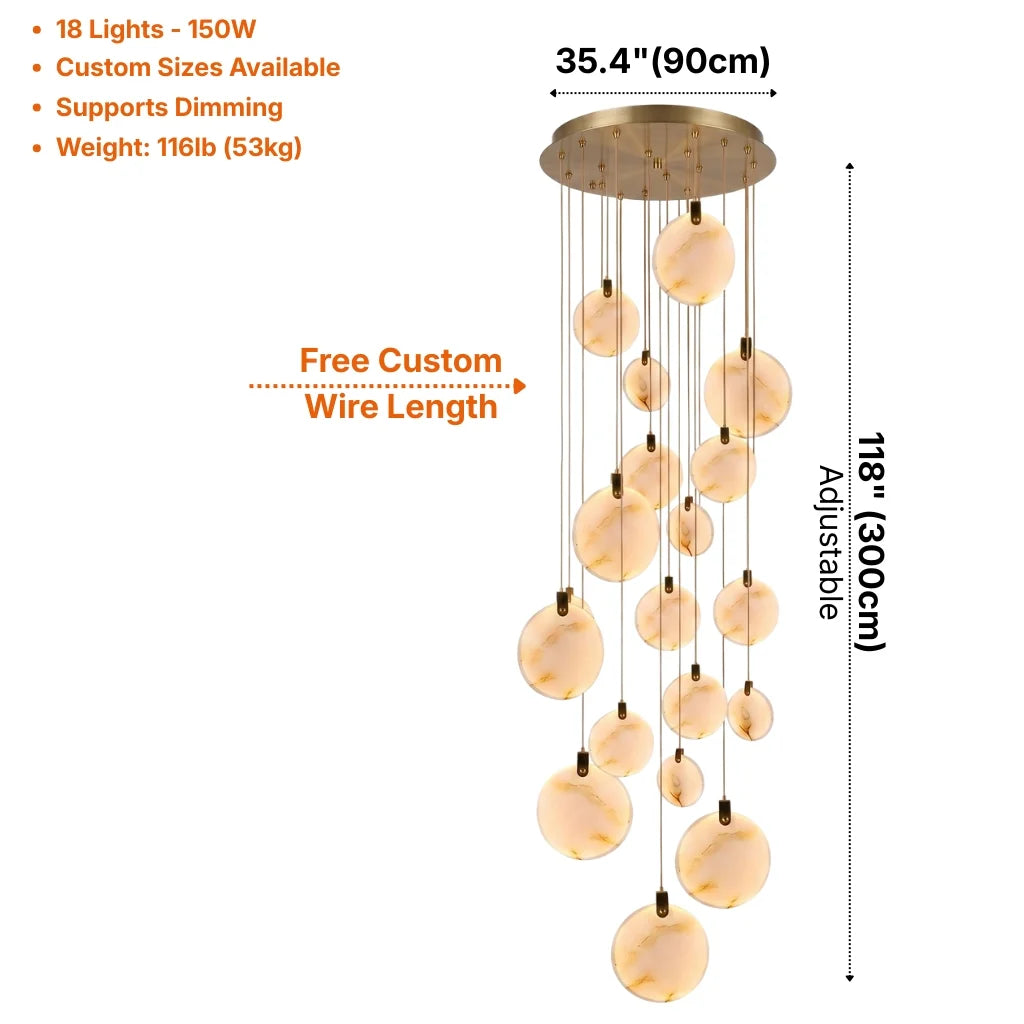 18 lights large Marble Staircase Chandelier 