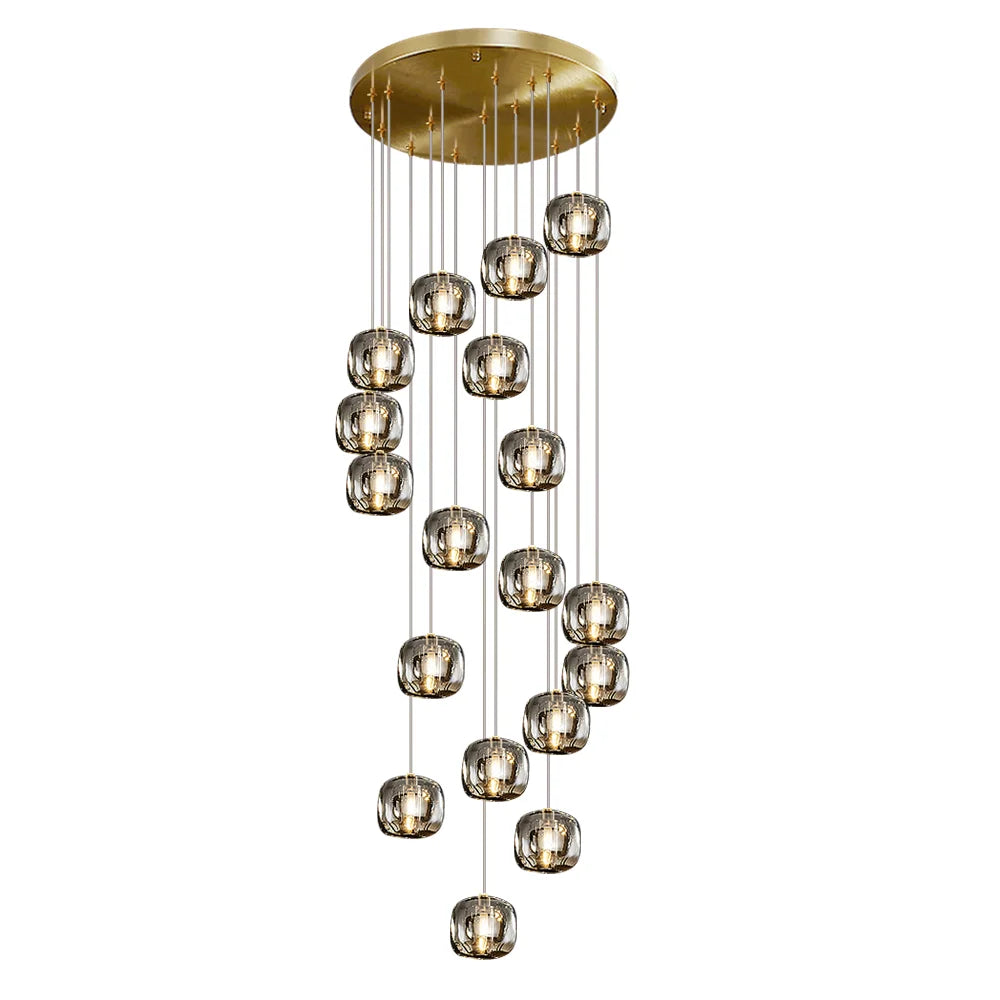 18 lights smoke gray crystal chandelier for staircase