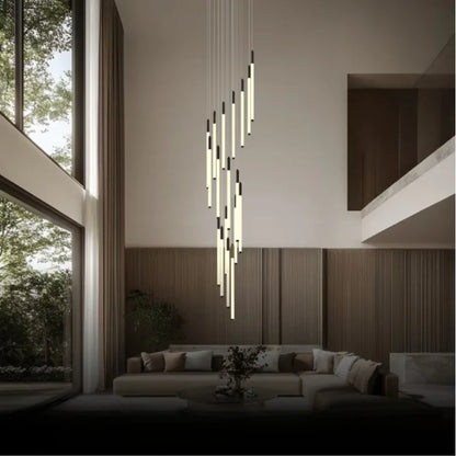 18 lights tube chandelier for staircase