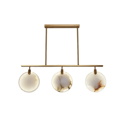 Orvia Natural Marble & Brushed Copper LED Pendant Light for Dining Room