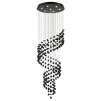 Black Obsidian Spiral Staircase Chandelier Gema — front view on white background