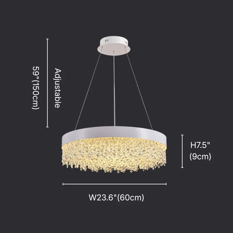 Vetra Luxury Round Crystal Chandelier for Living Room & Dining Room