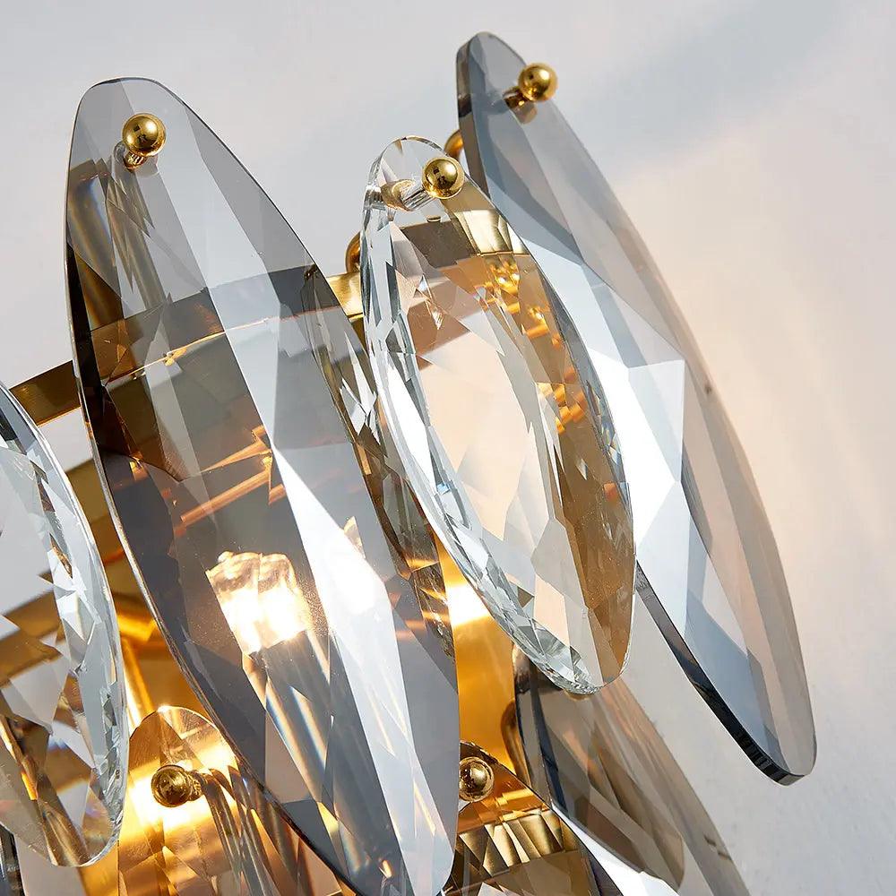 Smoke gray crystal bedroom wall lamp Cascadia Sconce yoogee