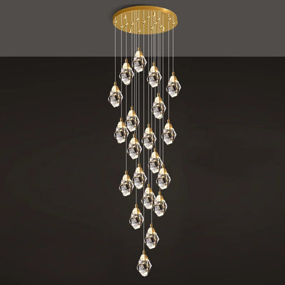 25 lights diamond crystal chandelier for staircase