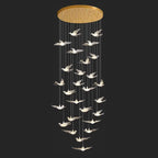 26 lights birds design large staircase chandelier