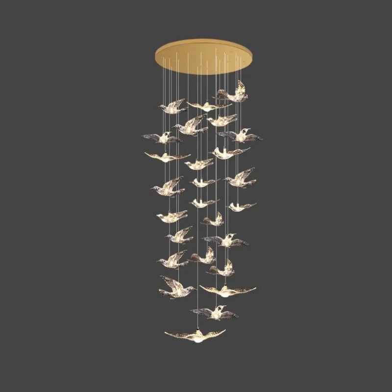 26 lights birds design large staircase chandelier
