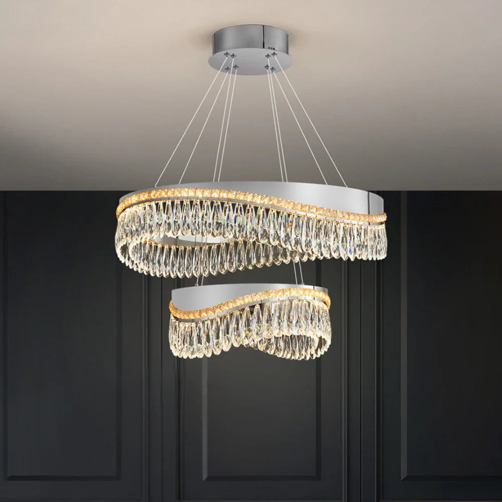 2 layers crystal chandelier