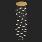 30 lights birds design large staircase chandelier