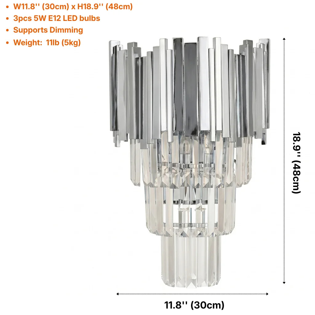 Astra Gold/Chrome Crystal Wall Sconce for Bedroom & Living Room