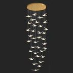 35 lights birds design large staircase chandelier