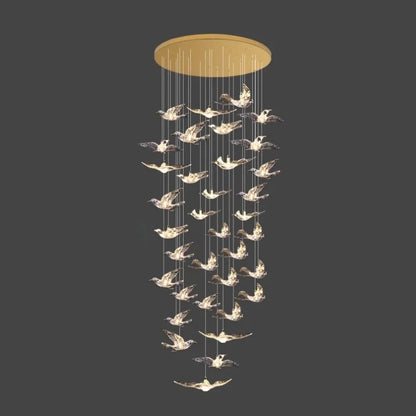 35 lights birds design large staircase chandelier